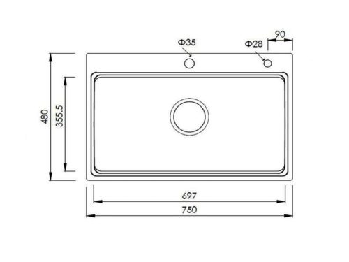 Kích thước chậu rửa bát Konox Overmount Sink KN7548SO