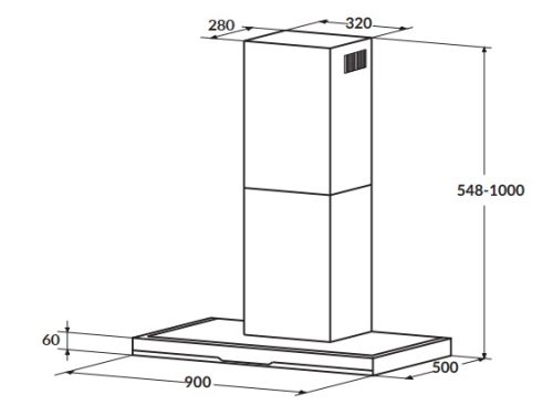 Máy hút mùi ống khói 90cm kiểu mới Rosieres RDSV 985 PN 3 kích thước cùa Máy hút mùi ống khói 90cm kiểu mới Rosieres RDSV 985 PN
