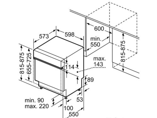 kích thước của Máy rửa bát Bosch SMI4ECS14E serie 4