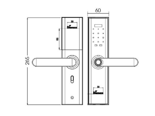 Kích thước của Khóa cửa điện tử Demax SL266 AC