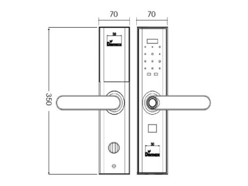 Kích thước của Khóa cửa điện tử Demax SL638 PB - APP WIFI