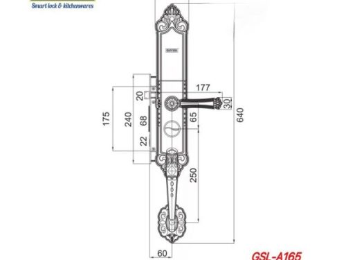 Kích thước của Khóa điện tử thông minh Giovani GSL-A165