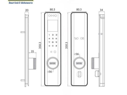 Kích thước của Khóa điện tử thông minh Giovani GSL-A9S