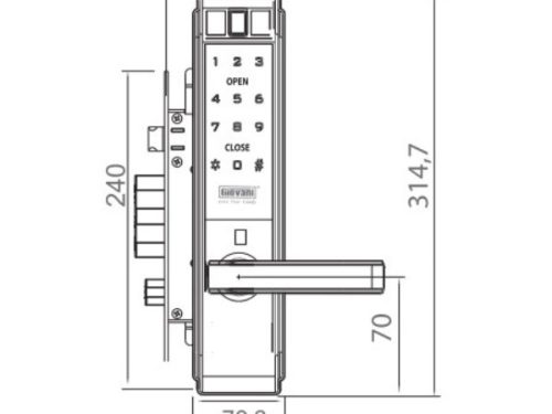 Kích thước của Khóa điện tử thông minh Giovani GSL-K66BS