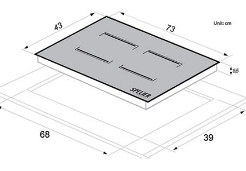 Bếp từ 2 vùng nấu Spelier SPE-IC928 PLUS 3 kích thước của bếp từ đôi Spelier SPE-IC928 Plus