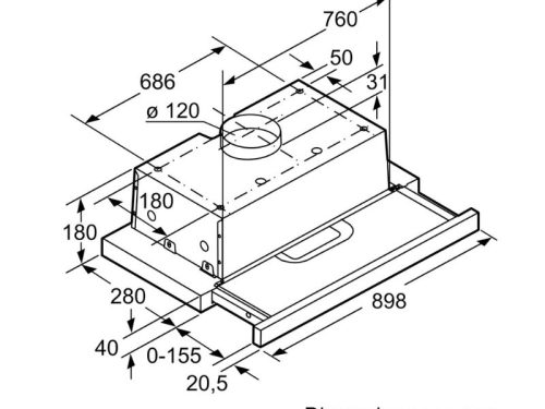 kích thước của Máy hút mùi Bosch DFT93AC50