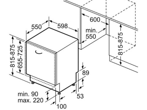 Kích thước của Máy rửa bát Bosch SMV8YCX03E Serie 8