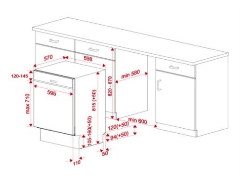 Kích thước của Máy rửa bát Teka DW DSI 46750 220 50 SS