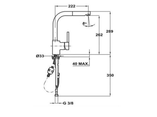 Vòi rửa Teka Sink faucet pull out ARN 938 3 Kích thước của Vòi rửa Teka Sink faucet pull out ARN 938
