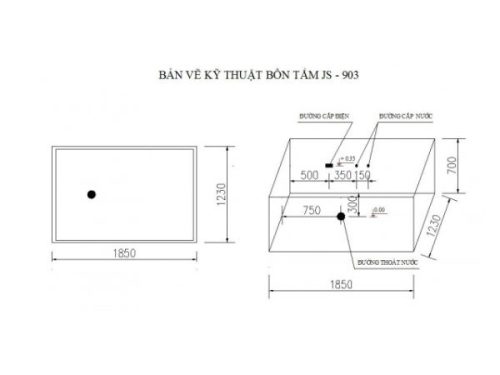 Kích thước của Bồn tắm Massage Govern K-1238