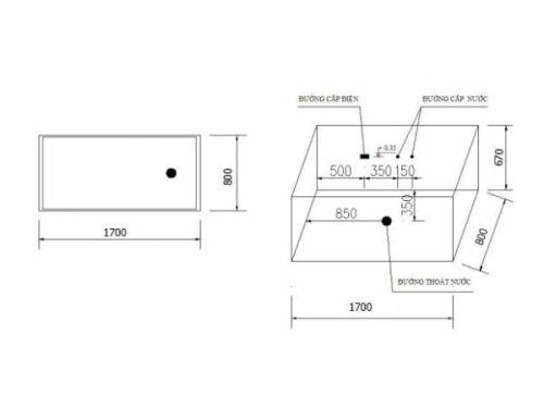 Kích thước của Bồn tắm Massage Govern K-1510