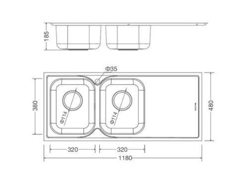 Kích thước của Chậu rửa bát Malloca MS 1026R