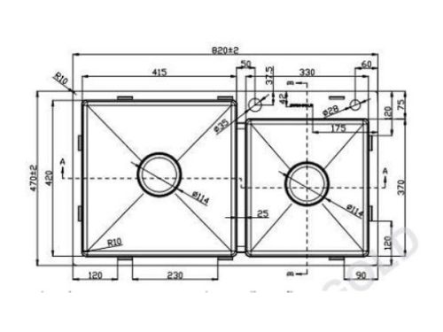 Kích thước của Chậu rửa chén bát Eurogold EUS38247