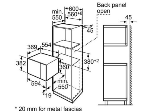 Kích thước của Lò vi sóng Bosch HMT75M654B