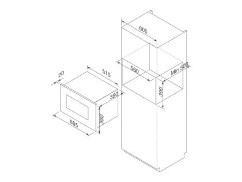 Kích thước của Lò vi sóng Malloca MW-927I