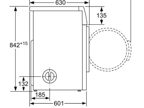 Kích thước của Máy sấy quần áo Bosch WTA74201SG
