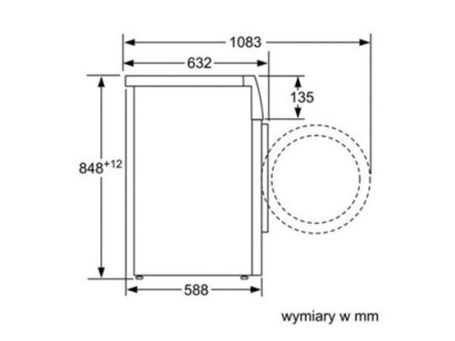 Máy sấy quần áo Bosch WTW85560BY 3 Kích thước của Máy sấy quần áo Bosch WTW85560BY
