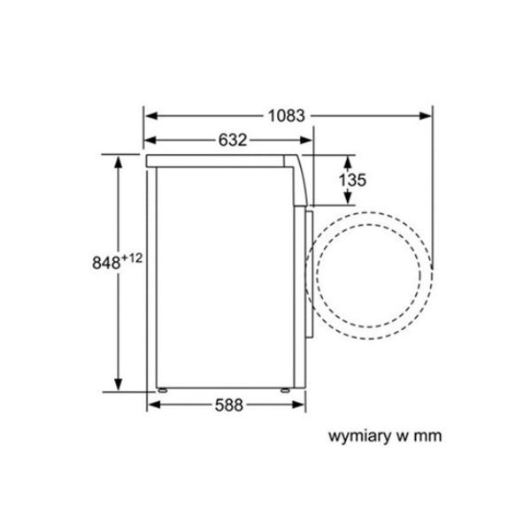 Kích thước của Máy sấy quần áo Bosch WTW85560BY Kích thước của Máy sấy quần áo Bosch WTW85560BY