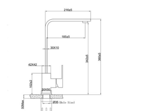 Kích thước của Vòi rửa chén bát Eurogold EUF014M