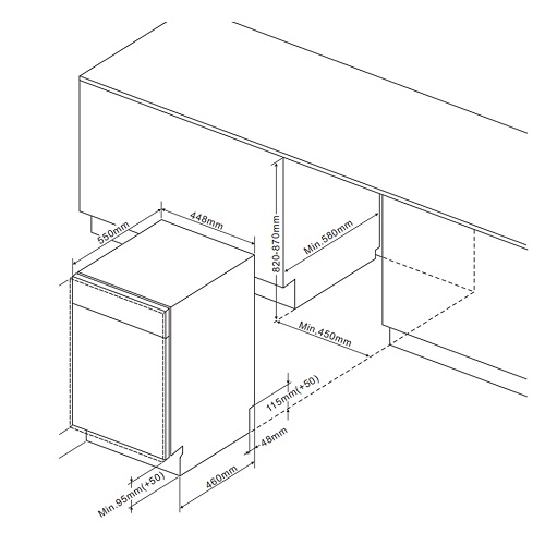 fagor-3lvf-42it-1 Kích thước Máy rửa chén âm toàn phần Fagor 3LVF-42IT