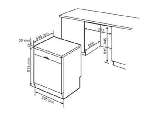 kích thước của Máy rửa bát Bosch SMS6ECI03E