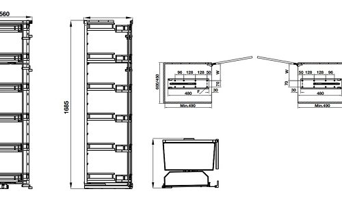 Kích thước Tủ đồ khô Hafele Kosmo Kara Swing 548.65.842