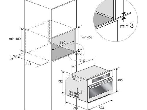 Kích thước Lò vi sóng kết hợp nướng Dudoff Victoria 45S