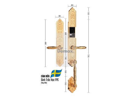 Khóa cửa đại sảnh - biệt thự Demax SL886 Gold App Wifi