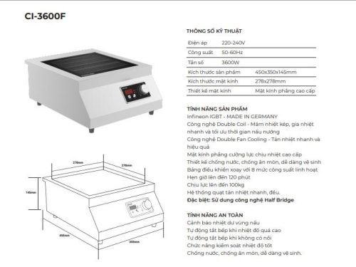 Bếp từ công nghiệp Kocher CI-3600F