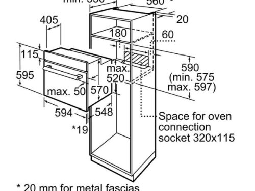 Kích thước của Lò Nướng Bosch HBF134EB0K Series 2