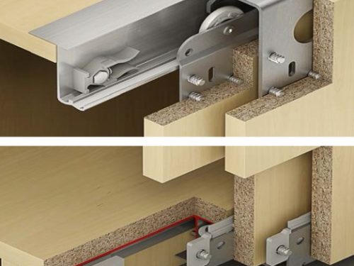 Phụ kiện cửa trượt 2 cánh trùm ngoài 50kg Hafele 400.51.120