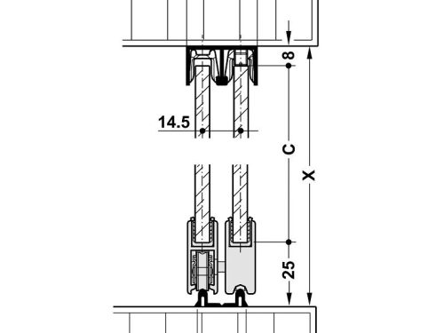 Ray đôi trượt dưới 2500mm Hafele 415.11.622
