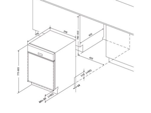 Kích thướcMáy rửa bát 15 bộ Eurosun SMK82EU87G