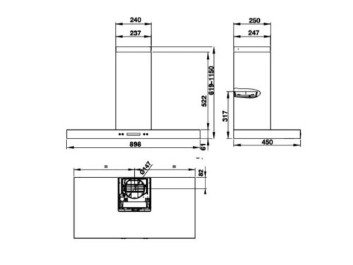 Kích thước máy hút mùi Hafele HH-WI90B 539.81.175
