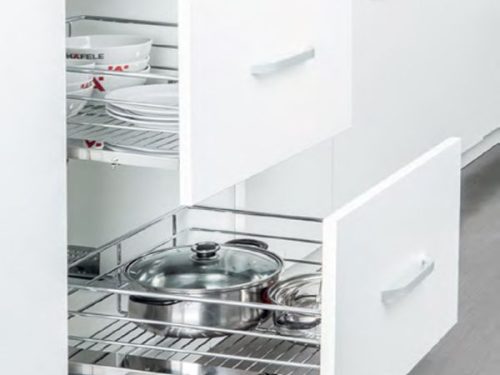 Bộ rổ kéo gắn với cánh Hafele 549.03.141 cho tủ rộng 400mm