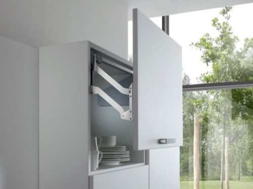 Bộ tay nâng free up Hafele 493.05.803 nắp xám