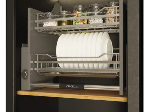 Rổ bát đĩa di động lướt dẹt Lento Hafele 504.76.018 Inox 304