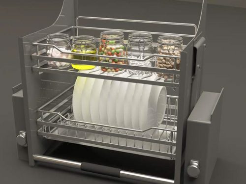 Rổ bát đĩa di động lướt dẹt Lento Hafele 504.76.215 mạ chrome