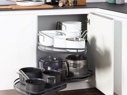 Bộ rổ góc Lemans II Hafele 541.29.480, màu đen