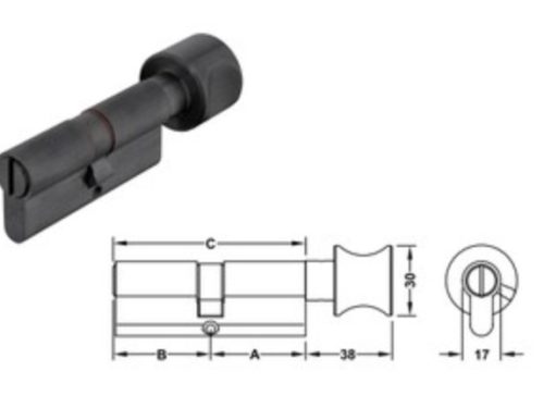 Ruột khóa 1 đầu chìa, 1 đầu vặn Hafele 916.08.425, 81mm Đồng thau