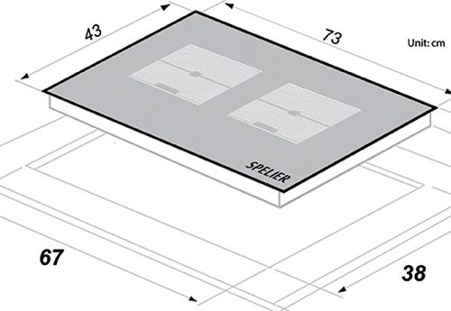 Kích thước Bếp từ đôi Spelier SPE IC 1188 EG