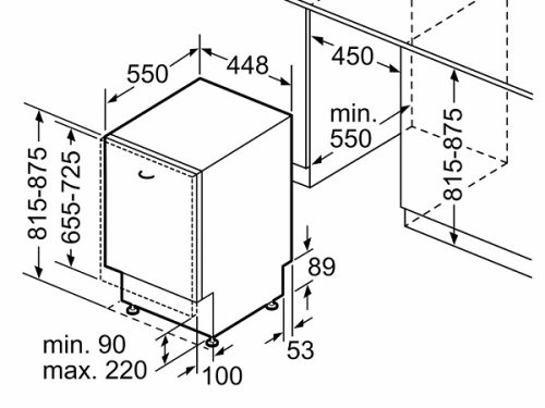 kích thước của Máy rửa bát Bosch SPV6ZMX23E