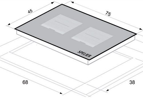 kích thước của Bếp từ đôi Spelier SPE IC 1189