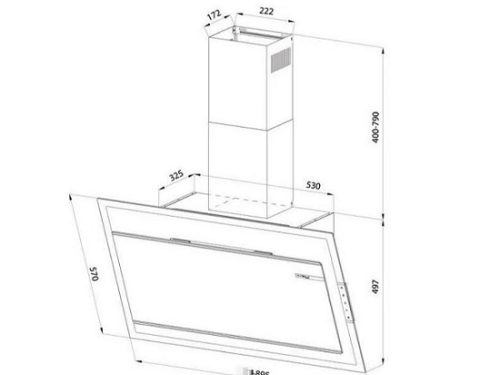 kích thước của máy hút mùi Eurosun EH-90CN78B