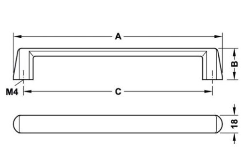 Tay nắm tủ Hafele Nicken mờ 212 x 32mm 106.69.607