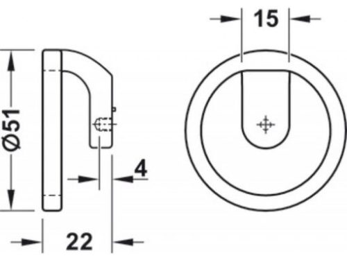Tay nắm tủ Hafele màu xám kim loại 51mm 106.70.187