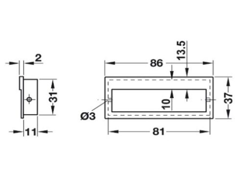 Tay Nắm Tủ Âm 86mm Hafele 151.09.600