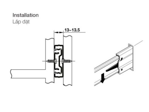 Ray bi giảm chấn 400mm Hafele 494.02.073 3 Ray bi giảm chấn 400mm Hafele 494.02.073