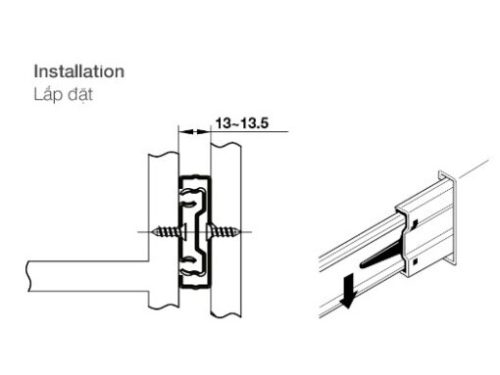 Ray bi nhấn mở 350mm Hafele 494.02.082 3 Ray bi nhấn mở 350mm Hafele 494.02.082
