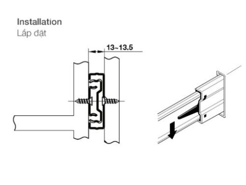 Ray bi nhấn mở 400mm Hafele 494.02.083